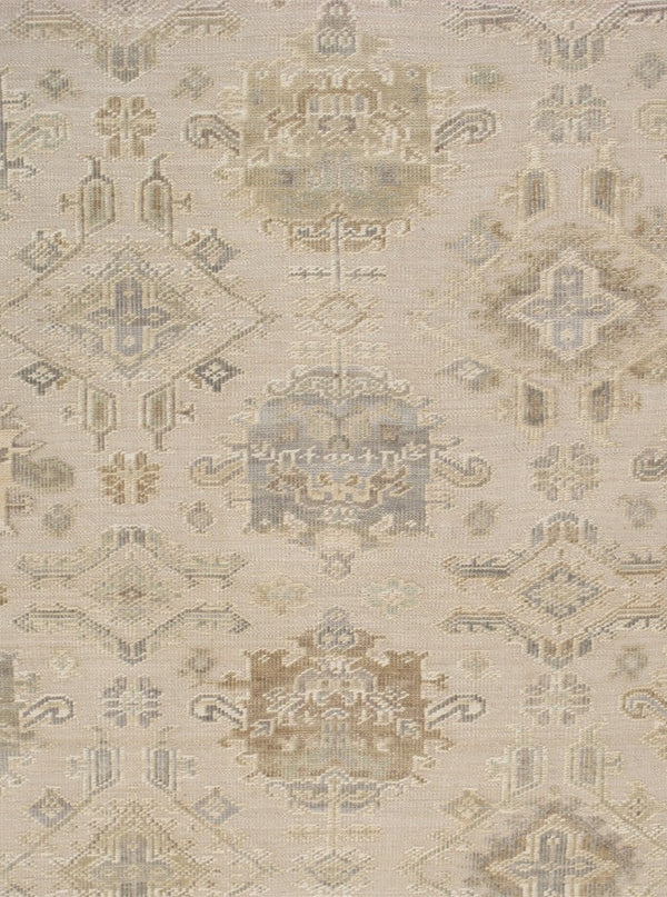 Pasargad Pasargad hand-knotted Oushak wool area rug in muted beige and green tones for timeless luxury and comfort 12' 1'' X 14' 9'' DOU-12 12x15