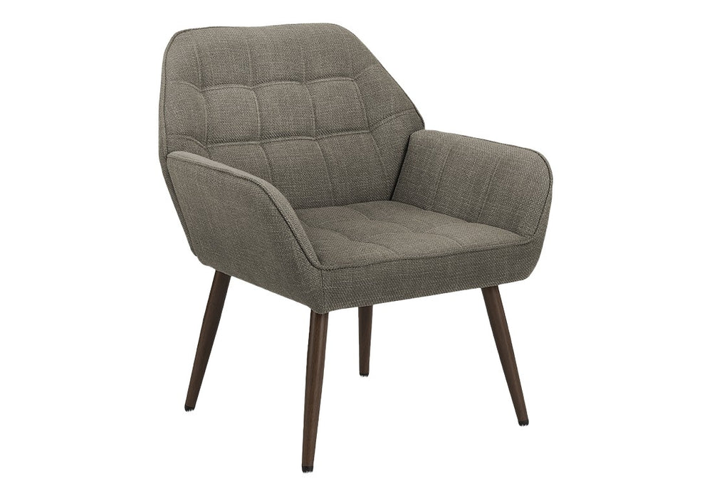 Monarch Specialties Accent Chair Plush Upholstered Light Fabric With Tapered Metal Legs, Contemporary Comfort For Living Room Reading Nook BROWN,WALNUT I 8000