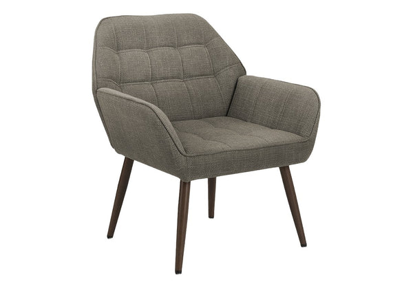Monarch Specialties Accent Chair Plush Upholstered Light Fabric With Tapered Metal Legs, Contemporary Comfort For Living Room Reading Nook BROWN,WALNUT I 8000