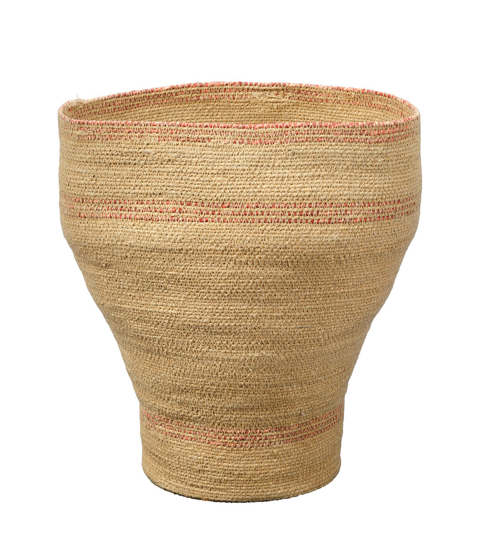 Jamie Young Co. Trophy Handwoven Seagrass Basket With Warm Orange Accents, Coastal Decor Storage For Towels & Toys 15.5"H x 12"W x 12"D 10TROP-BAOR