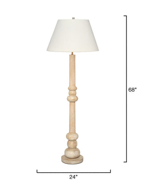 Jamie Young Co. Augustine White Washed Mango Wood Floor Lamp With Rolled-Edge Linen Shade, Coastal Transitional 52" 1AUGU-FLWW