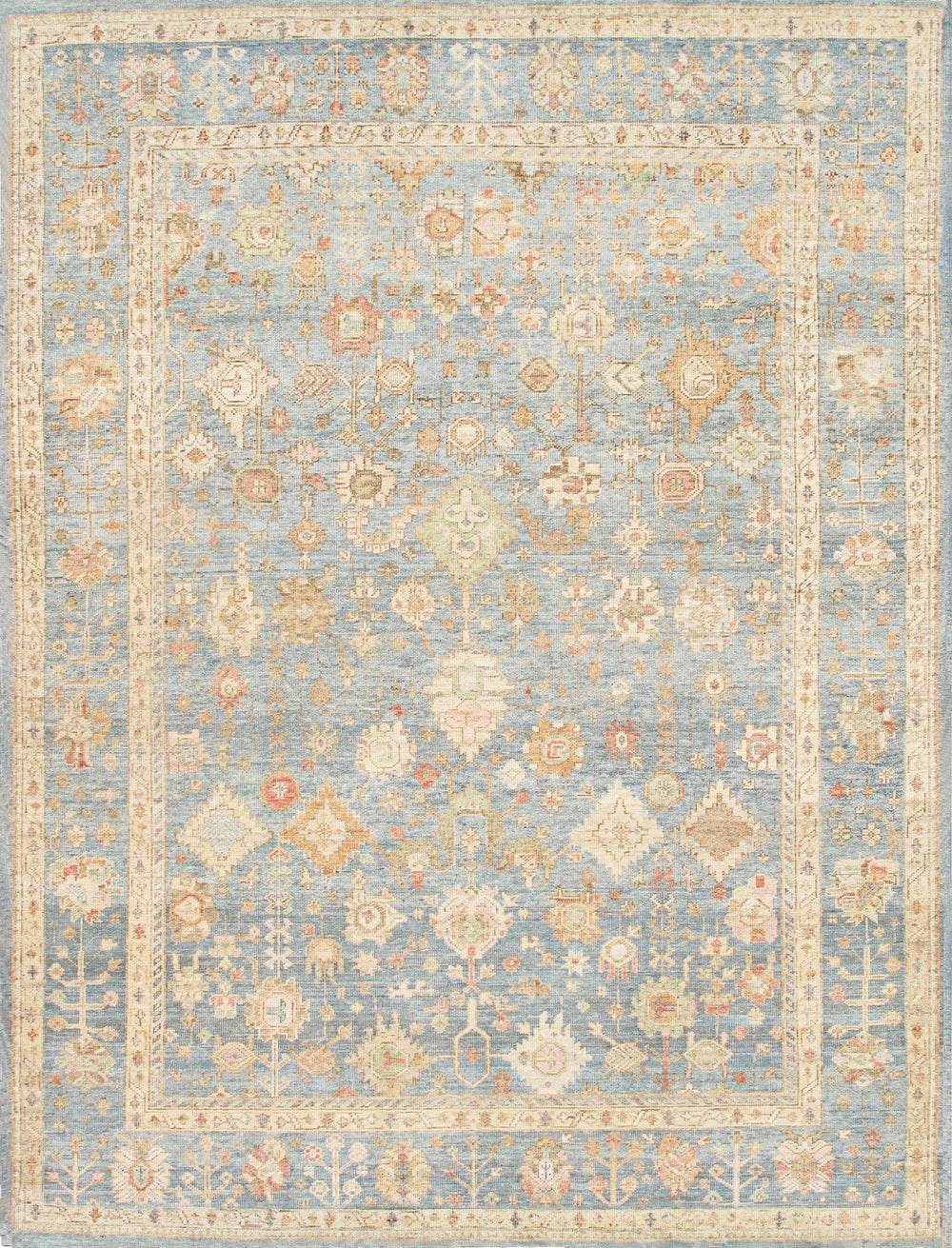 Pasargad Pasargad Home Oushak Hand-Knotted Wool Rug Floral Traditional Living Room Accent PASP-66 9X12