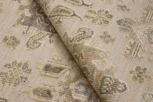 Pasargad Pasargad hand-knotted Oushak wool area rug in muted beige and green tones for timeless luxury and comfort 8' 1'' X 9'11'' DOU-12 8x10