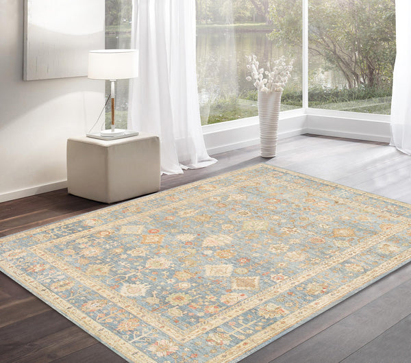 Pasargad Pasargad Home Oushak Hand-Knotted Wool Rug Floral Traditional Living Room Accent PASP-66 9X12