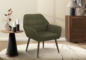 Monarch Specialties Accent Upholstered Chair With Plush Foam And Sleek Metal Legs For Stylish Comfort In Living Rooms GREEN,WALNUT I 8001