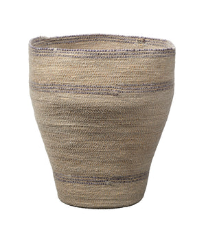 Jamie Young Co. Trophy Seagrass Basket With Blue Accents — Handwoven Coastal Texture For Stylish Storage & Decor 15.5"H x 12"W x 12"D 10TROP-BANA