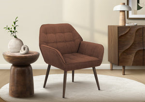 Monarch Specialties Accent Upholstered Chair With Plush Foam And Sleek Metal Legs For Stylish Comfort In Living Rooms RUST,WALNUT I 8002