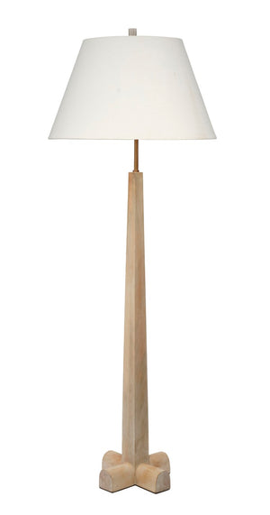 Jamie Young Co. Charleston White Washed Mango Wood Floor Lamp With Brass Neck, Off-White Linen Shade, 54"H 1CHAR-FLWW