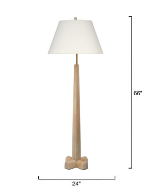 Jamie Young Co. Charleston White Washed Mango Wood Floor Lamp With Brass Neck, Off-White Linen Shade, 54"H 1CHAR-FLWW
