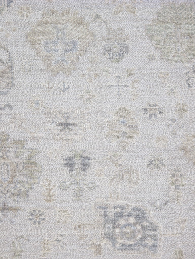 Pasargad Pasargad Hand-Knotted Oushak Wool Rug in Beige Cream — Plush, Durable Geometric Elegance for Home 10' 3'' X 14' 3'' DOU-15 10x14