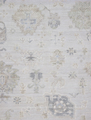 Pasargad Pasargad Hand-Knotted Oushak Wool Rug in Beige Cream — Plush, Durable Geometric Elegance for Home 10' 3'' X 14' 3'' DOU-15 10x14