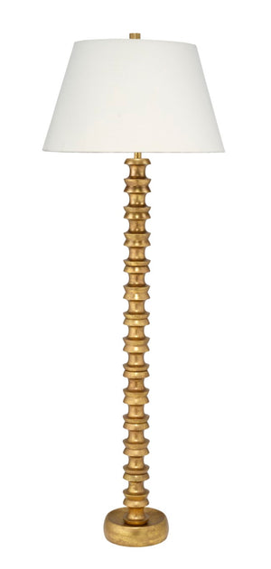 Jamie Young Co. Melrose Gold Leaf Metal Floor Lamp With Off-White Linen Shade, 57" Tall Glamorous Ambient Light 1MELR-FLGO