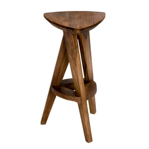 Twist Solid Teak Counter Stool with Sculptural Design for Kitchen Bar Seating