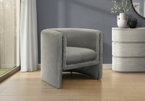 Monarch Specialties Accent Chair Barrel-Style Upholstered Modern Accent For Living Room Bedroom Plush Foam Support, Assembled GREY I 8042
