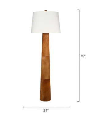 Jamie Young Co. Robertson Hide Floor Lamp With Italian Hair-On-Hide Base And Off-White Linen Shade For Luxe Rooms 72"H x 24"W x 24"D 1ROBE-FLSA