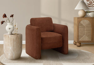 Monarch Specialties Accent Chair Terracotta Barrel Seat With Plush Foam, Soft-Touch Fabric, Sturdy Engineered Wood Frame, Modern Comfort And Style (32" H) RED I 8097