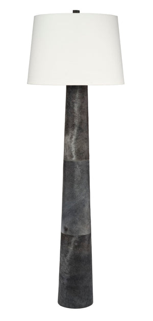 Jamie Young Co. Robertson Hide Floor Lamp With Italian Hair-On-Hide Base And Off-White Linen Shade, 56"H Ambient Lighting 72"H x 24"W x 24"D 1ROBE-FLSL