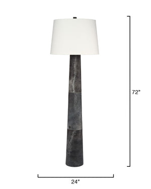 Jamie Young Co. Robertson Hide Floor Lamp With Italian Hair-On-Hide Base And Off-White Linen Shade, 56"H Ambient Lighting 72"H x 24"W x 24"D 1ROBE-FLSL