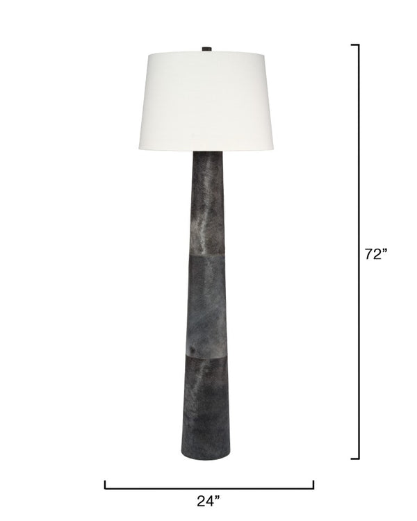 Jamie Young Co. Robertson Hide Floor Lamp With Italian Hair-On-Hide Base And Off-White Linen Shade, 56"H Ambient Lighting 72"H x 24"W x 24"D 1ROBE-FLSL