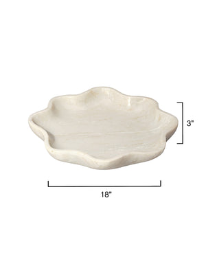 Jamie Young Co. Frill Hand‑Carved White Marble Bowl, 18" Scalloped Centerpiece With Veining, Durable Luxury Decor 7FRIL-BOWH