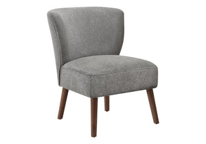 Monarch Specialties Accent Mid-Century Upholstered Accent Chair With Solid Wood Legs, Armless Compact Comfort Seat LIGHT GREY,WALNUT I 8085