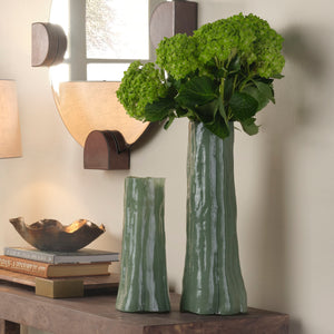 Jamie Young Co. Sequoia Hand-Blown Glass Vase In Rich Green — Tall Sculptural Accent For Long-Stem Florals & Decor 20"H x 7"W x 7"D 7SEQU-LGGR