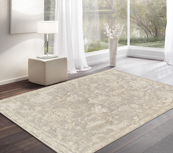 Pasargad Pasargad Home Oushak Wool Hand-Knotted Rug With Floral Motifs For Living Spaces PLO-09 9x10