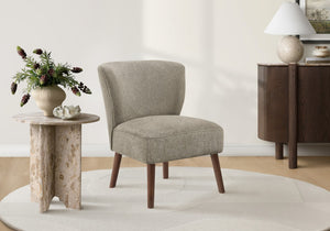 Monarch Specialties Accent Mid-Century Upholstered Accent Chair With Solid Wood Legs, Armless Compact Comfort Seat BROWN,WALNUT I 8086