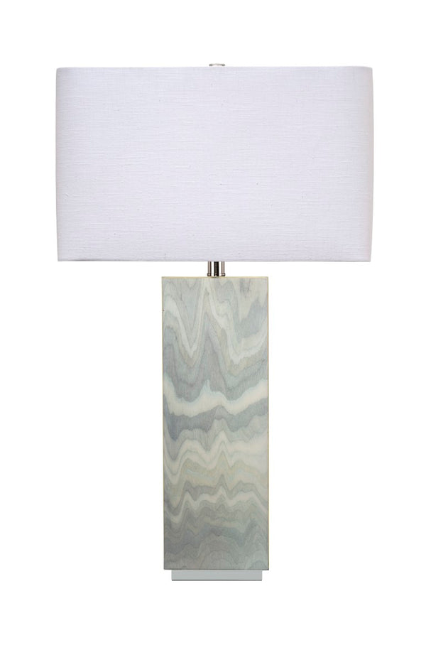 Jamie Young Co. Summit Pale Blue Lacquer Table Lamp With Linen Rectangle Shade, Handcrafted Wood Base, Serene Glow 1SUMM-TLBL