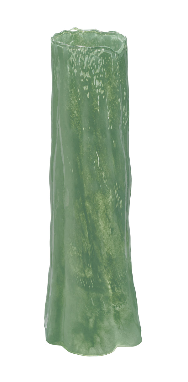 Jamie Young Co. Sequoia Hand-Blown Glass Vase In Rich Green — Tall Sculptural Accent For Long-Stem Florals & Decor 20"H x 7"W x 7"D 7SEQU-LGGR