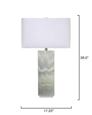 Jamie Young Co. Summit Pale Blue Lacquer Table Lamp With Linen Rectangle Shade, Handcrafted Wood Base, Serene Glow 1SUMM-TLBL