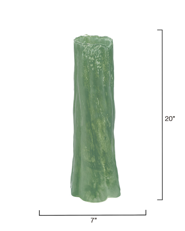 Jamie Young Co. Sequoia Hand-Blown Glass Vase In Rich Green — Tall Sculptural Accent For Long-Stem Florals & Decor 20"H x 7"W x 7"D 7SEQU-LGGR