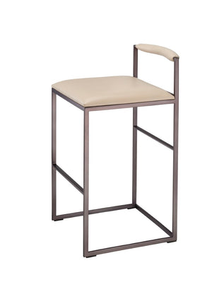Jamie Young Co. Bradbury Leather Bar Stool With Full-Grain Cream Upholstery, Hand-Forged Iron Frame, Luxe Comfort 36"H x 17"W x 17"D 20BRAD-BSCR