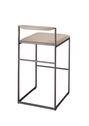 Jamie Young Co. Bradbury Leather Bar Stool With Full-Grain Cream Upholstery, Hand-Forged Iron Frame, Luxe Comfort 36"H x 17"W x 17"D 20BRAD-BSCR