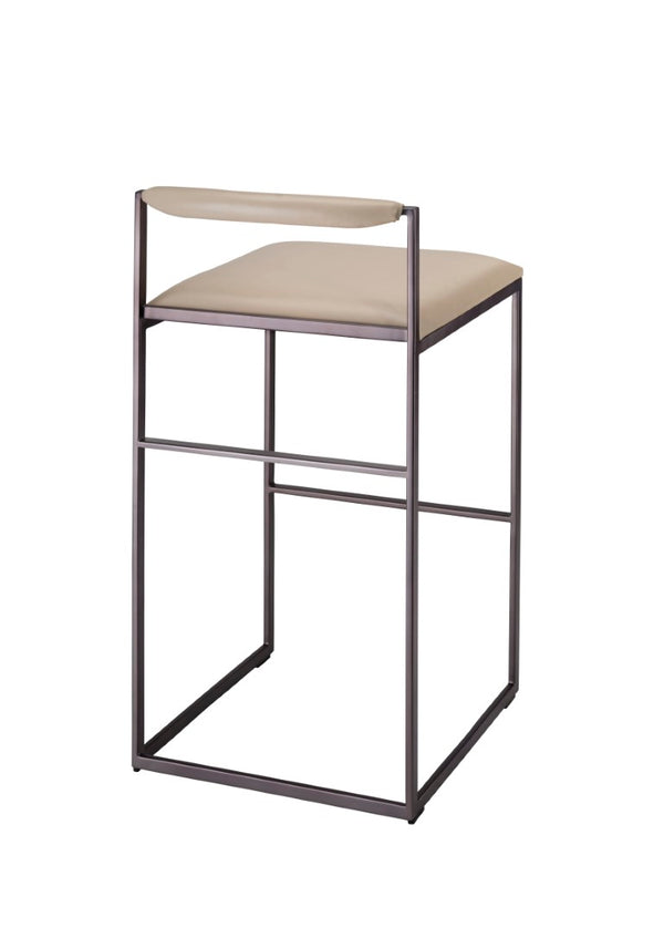 Jamie Young Co. Bradbury Leather Bar Stool With Full-Grain Cream Upholstery, Hand-Forged Iron Frame, Luxe Comfort 36"H x 17"W x 17"D 20BRAD-BSCR