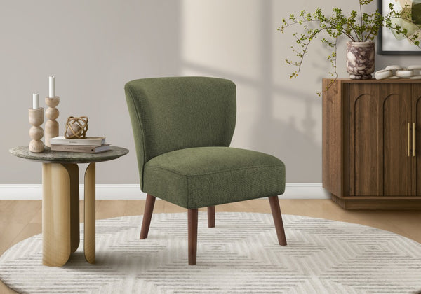 Monarch Specialties Accent Mid-Century Upholstered Accent Chair With Solid Wood Legs, Armless Compact Comfort Seat GREY,WALNUT I 8087