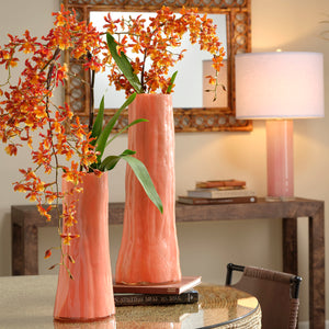 Jamie Young Co. Sequoia Hand-Blown Poppy Glass Vase With Tall Sculptural Silhouette And Rich Layered Color Finish 20"H x 7"W x 7"D 7SEQU-LGPO