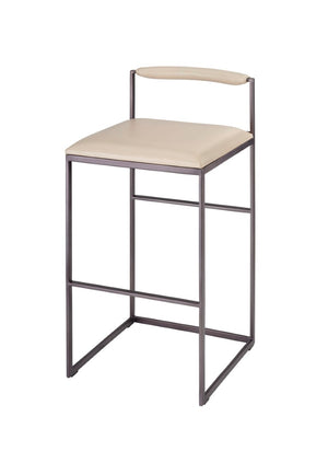 Jamie Young Co. Bradbury Leather Bar Stool With Full-Grain Cream Upholstery, Hand-Forged Iron Frame, Luxe Comfort 36"H x 17"W x 17"D 20BRAD-BSCR