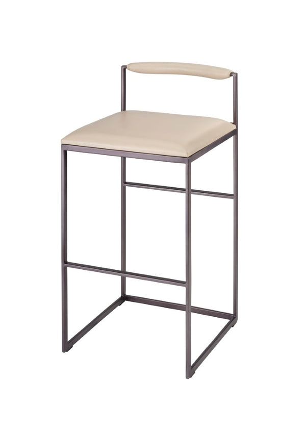 Jamie Young Co. Bradbury Leather Bar Stool With Full-Grain Cream Upholstery, Hand-Forged Iron Frame, Luxe Comfort 36"H x 17"W x 17"D 20BRAD-BSCR