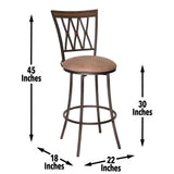 Steve Silver Sedona Swivel Barstool - Dark Brown - Commercial Grade - 360° Swivel - Foam Cushion - 275 lb. Capacity