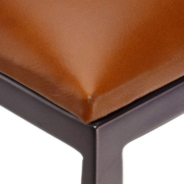 Jamie Young Co. Bradbury Leather Bar Stool With Full-Grain Saddle Seat, Hand-Forged Iron Frame, Footrest Comfort 36"H x 17"W x 17"D 20BRAD-BSSA