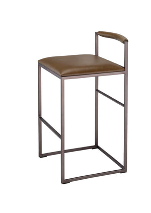 Jamie Young Co. Bradbury Leather Bar Stool With Full-Grain Upholstery, Hand-Forged Iron Frame, Luxe Comfort 36"H x 17"W x 17"D 20BRAD-BSTR
