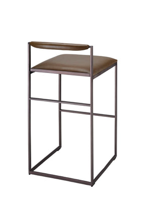 Jamie Young Co. Bradbury Leather Bar Stool With Full-Grain Upholstery, Hand-Forged Iron Frame, Luxe Comfort 36"H x 17"W x 17"D 20BRAD-BSTR