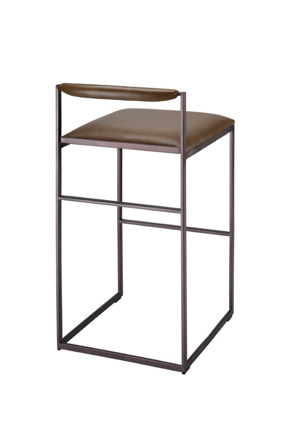 Jamie Young Co. Bradbury Leather Bar Stool With Full-Grain Upholstery, Hand-Forged Iron Frame, Luxe Comfort 36"H x 17"W x 17"D 20BRAD-BSTR