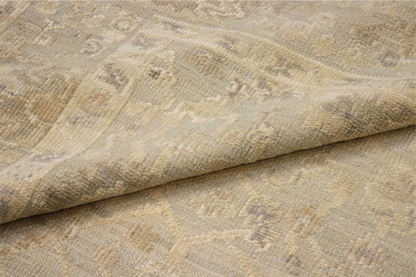 Pasargad Pasargad Hand-Knotted Oushak Blue Wool Rug — Plush, Geometric Vintage Dyeing for Timeless Elegance 9' 1'' X 11' 9'' DOU-89 9x12
