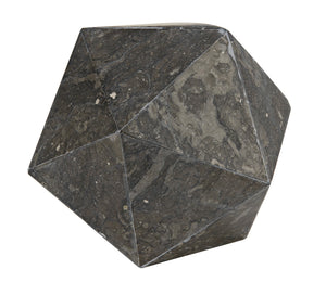 Polyhedron Solid Black Marble Geometric Accent Sculpture for Modern Shelf Decor