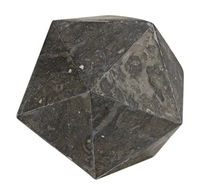 Polyhedron Solid Black Marble Geometric Accent Sculpture for Modern Shelf Decor