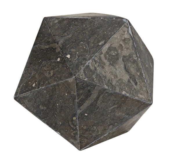 Polyhedron Solid Black Marble Geometric Accent Sculpture for Modern Shelf Decor