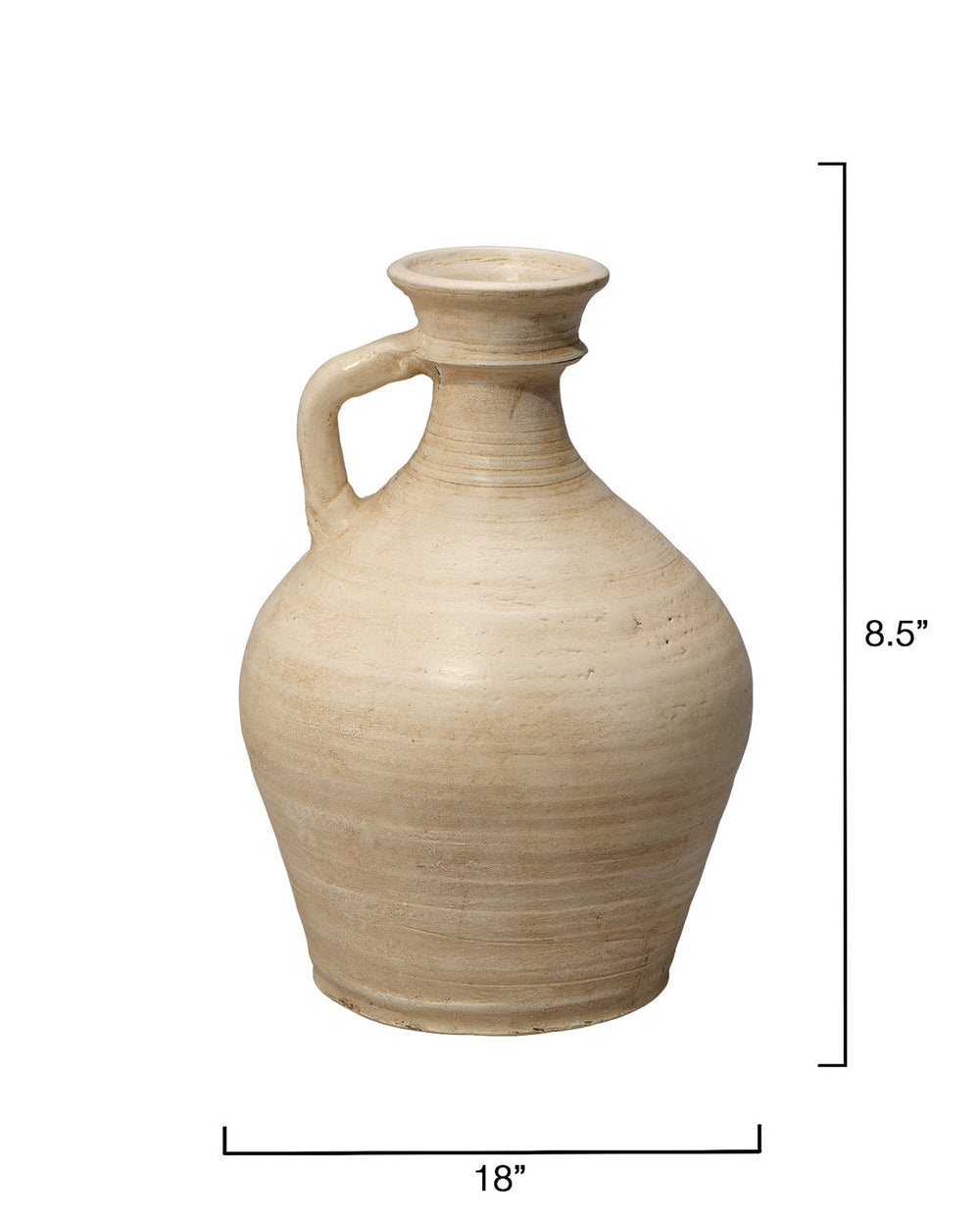 Jamie Young Co. Offering Ceramic Pitcher Cream — Handcrafted 12" Sculptural Vase With Carved Etching, Soft Glaze Decor 7OFFE-PIWH