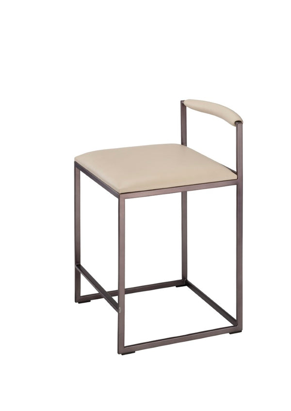 Jamie Young Co. Bradbury Leather Bar Stool With Full-Grain Cream Upholstery, Hand-Forged Iron Frame, Luxe Comfort 30"H x 17"W x 17"D 20BRAD-CSCR
